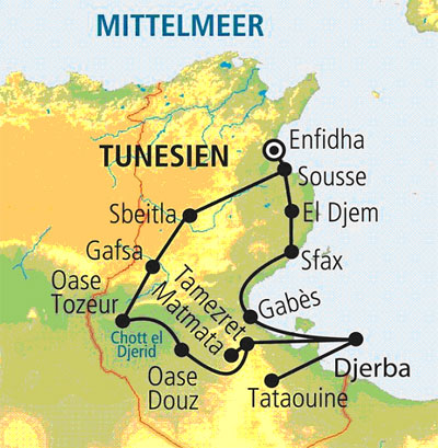 Reiseroute der Reise Berber und Oasen