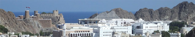 Oman Muskat Stadt mit Gebirge